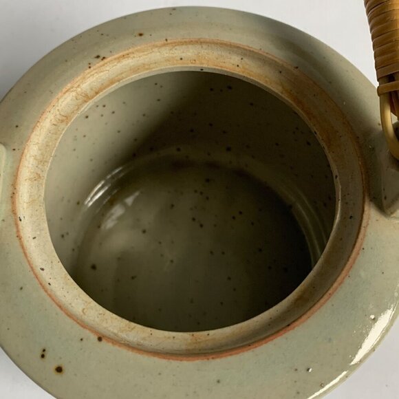 Takahashi Japan Vintage Gray Speckled Blue Bamboo Print Teapot 4 Cups Set - Picture 11 of 12